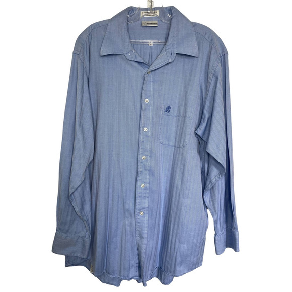 Walt Disney World Men's Button Up Shirt Light Blue Stripe Long Sleeve Size L - Picture 1 of 8